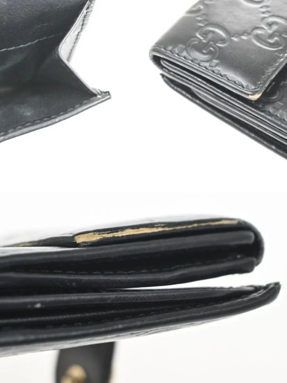 GUCCI Logo Guccissima GG Lovely Heart Bifold Long Wallet Leather Black 02KD033 - Picture 15 of 16